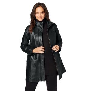 Jessica London Women's Black Leather Coat Sz 18 Retails for$329
